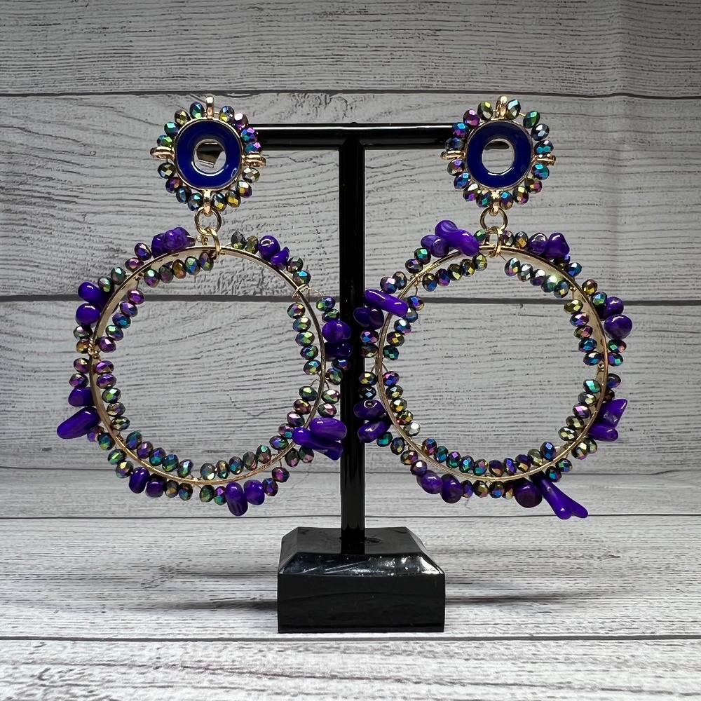 MAGIC COLOR QUARTZ HOOP EARRINGS (206)